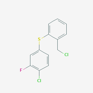 molecular formula C13H9Cl2FS B14612956 Benzene, 1-chloro-4-[[2-(chloromethyl)phenyl]thio]-2-fluoro- CAS No. 60810-62-0