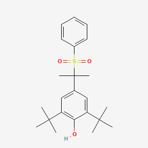 molecular formula C23H32O3S B14613313 Phenol, 2,6-bis(1,1-dimethylethyl)-4-[1-methyl-1-(phenylsulfonyl)ethyl]- CAS No. 60131-47-7