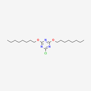 molecular formula C19H34ClN3O2 B14613380 2-Chloro-4,6-bis(octyloxy)-1,3,5-triazine CAS No. 60717-04-6