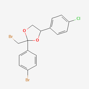 molecular formula C16H13Br2ClO2 B14613412 2-(Bromomethyl)-2-(4-bromophenyl)-4-(4-chlorophenyl)-1,3-dioxolane CAS No. 59362-67-3