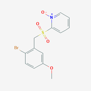 molecular formula C13H12BrNO4S B14613478 Pyridine, 2-[[(2-bromo-5-methoxyphenyl)methyl]sulfonyl]-, 1-oxide CAS No. 60264-25-7