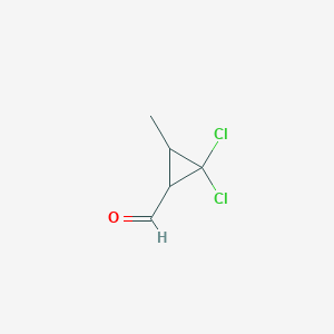 molecular formula C5H6Cl2O B14613570 2,2-Dichloro-3-methylcyclopropane-1-carbaldehyde CAS No. 57976-71-3