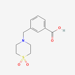 molecular formula C12H15NO4S B1461358 3-[(1,1-Dioxo-1lambda6-thiomorpholin-4-yl)methyl]benzoic acid CAS No. 1155538-86-5