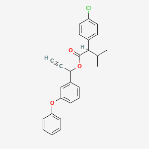 molecular formula C26H23ClO3 B14613637 Benzeneacetic acid, 4-chloro-alpha-(1-methylethyl)-, ethynyl(3-phenoxyphenyl)methyl ester CAS No. 57731-67-6