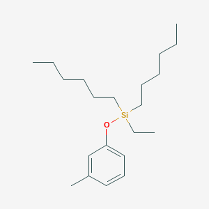 molecular formula C21H38OSi B14613654 Ethyl(dihexyl)(3-methylphenoxy)silane CAS No. 59280-34-1