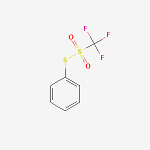 molecular formula C7H5F3O2S2 B14613754 Methanesulfonothioic acid, trifluoro-, S-phenyl ester CAS No. 60933-15-5