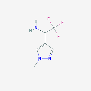 molecular formula C6H8F3N3 B1461391 2,2,2-trifluoro-1-(1-methyl-1H-pyrazol-4-yl)ethan-1-amine CAS No. 1152551-09-1