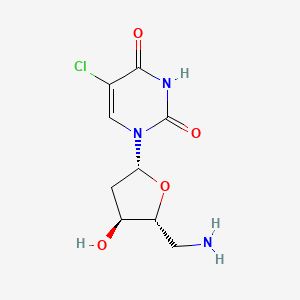 molecular formula C9H12ClN3O4 B14614314 1-(5-Aminomethyl-4-hydroxy-tetrahydro-furan-2-yl)-5-chloro-1H-pyrimidine-2,4-dione CAS No. 58349-31-8