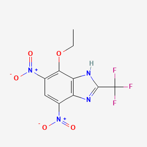 molecular formula C10H7F3N4O5 B14614352 7-ethoxy-4,6-dinitro-2-(trifluoromethyl)-1H-benzimidazole CAS No. 60167-74-0