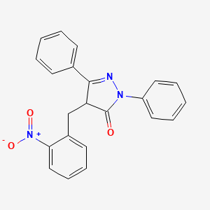 molecular formula C22H17N3O3 B14614542 3H-Pyrazol-3-one, 2,4-dihydro-4-[(2-nitrophenyl)methyl]-2,5-diphenyl- CAS No. 58532-80-2