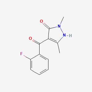 molecular formula C12H11FN2O2 B14614588 Methanone, (2-fluorophenyl)(5-hydroxy-1,3-dimethyl-1H-pyrazol-4-yl)- CAS No. 58011-12-4