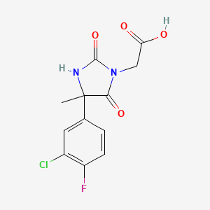 molecular formula C12H10ClFN2O4 B1461461 2-[4-(3-氯-4-氟苯基)-4-甲基-2,5-二氧代咪唑烷-1-基]乙酸 CAS No. 1152513-96-6