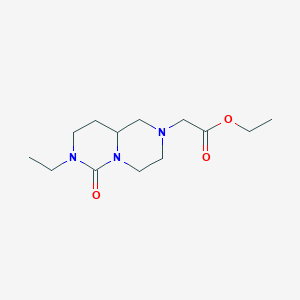 molecular formula C13H23N3O3 B14614799 Ethyl 2-(7-ethyl-6-oxo-1,3,4,8,9,9a-hexahydropyrazino[1,2-c]pyrimidin-2-yl)acetate CAS No. 56926-08-0