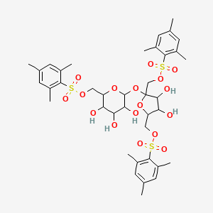 molecular formula C39H52O17S3 B14614859 [6-[3,4-Dihydroxy-2,5-bis[(2,4,6-trimethylphenyl)sulfonyloxymethyl]oxolan-2-yl]oxy-3,4,5-trihydroxyoxan-2-yl]methyl 2,4,6-trimethylbenzenesulfonate CAS No. 58510-36-4