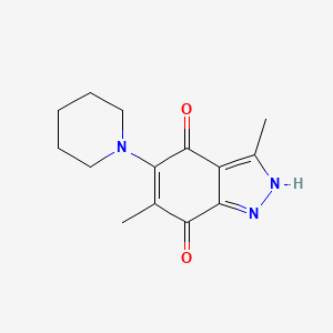 1H-Indazole-4,7-dione, 3,6-dimethyl-5-(1-piperidinyl)-