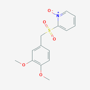 molecular formula C14H15NO5S B14615460 Pyridine, 2-[[(3,4-dimethoxyphenyl)methyl]sulfonyl]-, 1-oxide CAS No. 60264-47-3