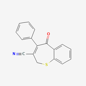 1-Benzothiepin-3-carbonitrile, 2,5-dihydro-5-oxo-4-phenyl-