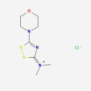 molecular formula C8H14ClN3OS2 B14615548 N,N-Dimethyl-5-(morpholin-4-yl)-3H-1,2,4-dithiazol-3-iminium chloride CAS No. 58478-29-8