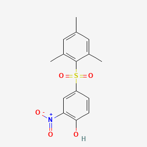 molecular formula C15H15NO5S B14615708 2-Nitro-4-(2,4,6-trimethylbenzene-1-sulfonyl)phenol CAS No. 58880-48-1