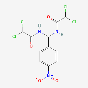 molecular formula C11H9Cl4N3O4 B14615952 Acetamide, N,N'-[(4-nitrophenyl)methylene]bis[2,2-dichloro- CAS No. 58085-18-0