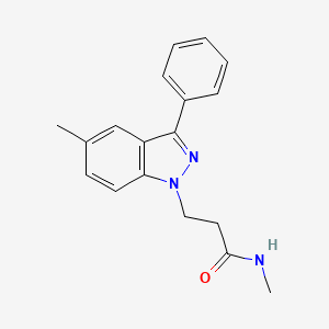 molecular formula C18H19N3O B14616030 N-Methyl-3-(5-methyl-3-phenyl-1H-indazol-1-yl)propanamide CAS No. 57614-52-5