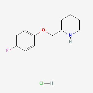 molecular formula C12H17ClFNO B1461617 2-[(4-Fluorophenoxy)methyl]piperidine hydrochloride CAS No. 1201633-73-9