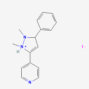 1,2-Dimethyl-3-phenyl-5-(pyridin-4-yl)-2,3-dihydro-1H-pyrazol-1-ium iodide