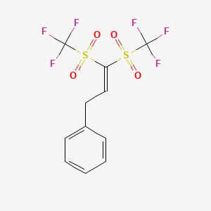 molecular formula C11H8F6O4S2 B14616231 [3,3-Bis(trifluoromethanesulfonyl)prop-2-en-1-yl]benzene CAS No. 58510-70-6