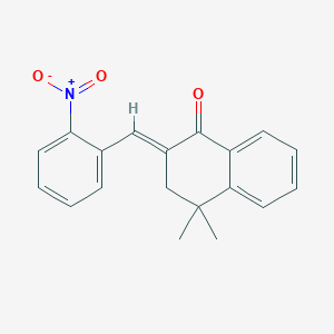 molecular formula C19H17NO3 B14616272 (2E)-4,4-dimethyl-2-[(2-nitrophenyl)methylidene]-3H-naphthalen-1-one CAS No. 56969-63-2