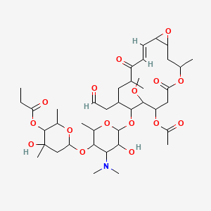 molecular formula C40H63NO16 B14616385 Leucomycin V, 9-deoxy-12,13-epoxy-12,13-dihydro-9-oxo-, 3-acetate 4(sup B)-propanoate, (12S,13S)- CAS No. 58880-23-2