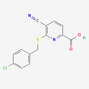 B1461658 6-(4-Chlorobenzylthio)-5-cyanopicolinic acid CAS No. 1198296-57-9