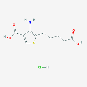 molecular formula C10H14ClNO4S B14616775 4-Amino-5-(4-carboxybutyl)thiophene-3-carboxylic acid;hydrochloride CAS No. 59851-10-4