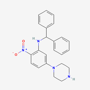 molecular formula C23H24N4O2 B1461709 N-Benzhydryl-2-nitro-5-(1-piperazinyl)aniline CAS No. 1222775-89-4