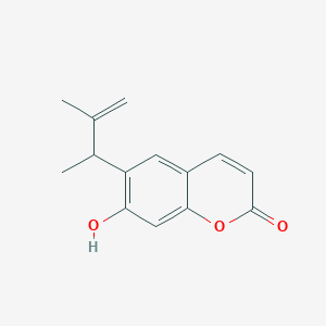 molecular formula C14H14O3 B14617092 7-Hydroxy-6-(3-methylbut-3-en-2-yl)-2H-1-benzopyran-2-one CAS No. 56881-07-3