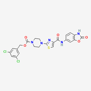 molecular formula C23H19Cl2N5O5S B1461710 3,5-Dichlorobenzyl 4-(4-((2-oxo-2,3-dihydrobenzo[d]oxazol-6-yl)carbamoyl)thiazol-2-yl)piperazine-1-carboxylate CAS No. 1141395-04-1