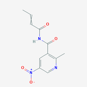 molecular formula C11H11N3O4 B14617228 N-(But-2-enoyl)-2-methyl-5-nitropyridine-3-carboxamide CAS No. 59290-55-0