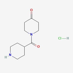 molecular formula C11H19ClN2O2 B1461747 1-(Piperidine-4-carbonyl)piperidin-4-one hydrochloride CAS No. 1189684-40-9