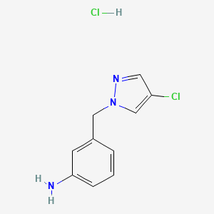 molecular formula C10H11Cl2N3 B1461756 3-[(4-Chloro-1H-pyrazol-1-yl)methyl]aniline hydrochloride CAS No. 1185338-03-7