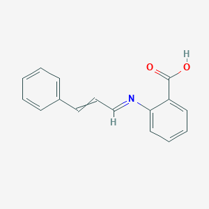 molecular formula C16H13NO2 B14618290 2-[(E)-(3-Phenylprop-2-en-1-ylidene)amino]benzoic acid CAS No. 60027-81-8