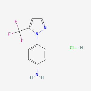 molecular formula C10H9ClF3N3 B1461859 4-[5-(trifluoromethyl)-1H-pyrazol-1-yl]aniline hydrochloride CAS No. 1803586-22-2