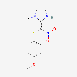 molecular formula C12H15N3O3S B14618758 2-{[(4-Methoxyphenyl)sulfanyl](nitro)methylidene}-1-methylimidazolidine CAS No. 59761-09-0