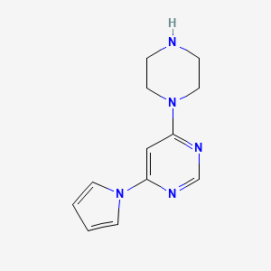 molecular formula C12H15N5 B1461876 4-(哌嗪-1-基)-6-(1H-吡咯-1-基)嘧啶 CAS No. 2095409-39-3