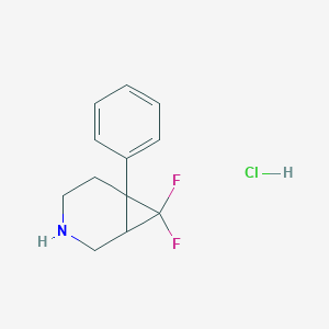 molecular formula C12H14ClF2N B1461880 7,7-Difluoro-6-phenyl-3-azabicyclo[4.1.0]heptane hydrochloride CAS No. 1955493-48-7
