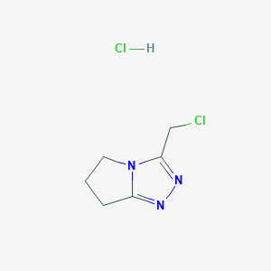 molecular formula C6H9Cl2N3 B1461887 3-(chloromethyl)-6,7-dihydro-5H-pyrrolo[2,1-c][1,2,4]triazole hydrochloride CAS No. 1820685-05-9