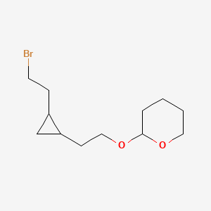 molecular formula C12H21BrO2 B14618984 2-{2-[2-(2-Bromoethyl)cyclopropyl]ethoxy}oxane CAS No. 59014-50-5