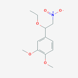 molecular formula C12H17NO5 B14619032 Benzene, 4-(1-ethoxy-2-nitroethyl)-1,2-dimethoxy- CAS No. 59903-61-6