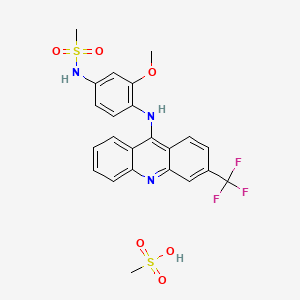 molecular formula C23H22F3N3O6S2 B14619117 Methanesulfonamide, N-(3-methoxy-4-((3-(trifluoromethyl)-9-acridinyl)amino)phenyl)-, monomethanesulfonate CAS No. 57164-71-3