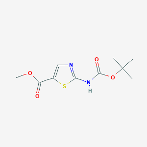 molecular formula C10H14N2O4S B1461915 Methyl 2-((tert-butoxycarbonyl)amino)thiazole-5-carboxylate CAS No. 745078-03-9