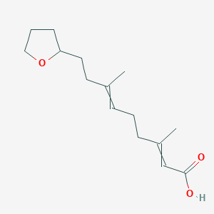 molecular formula C15H24O3 B14619199 3,7-Dimethyl-9-(oxolan-2-yl)nona-2,6-dienoic acid CAS No. 60432-85-1