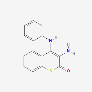 molecular formula C15H12N2OS B14619346 1-Thiocoumarin, 3-amino-4-anilino- CAS No. 59647-37-9